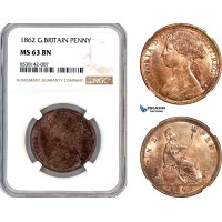 AL350, Great Britain, Victoria, 1 Penny 1862, London Mint, NGC MS63BN AL350, Great Britain, Victoria, 1 Penny 1862, London Mint, NGC MS63BN