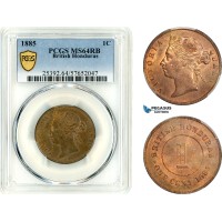 AL372, British Honduras, Victoria, 1 Cent 1885, London Mint, PCGS MS64RB