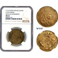 AL384, France, Brass Medal 1712, Nicolas Desmaretz, NGC MS63