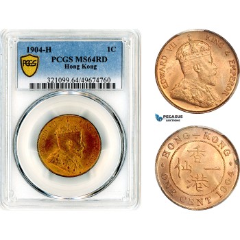 AL392, Hong Kong, Edward VII, 1 Cent 1904 H, Heaton Mint, PCGS MS64RD AL392, Hong Kong, Edward VII, 1 Cent 1904 H, Heaton Mint, PCGS MS64RD
