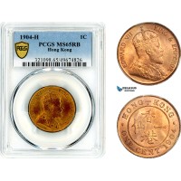 AL395, Hong Kong, Edward VII, 1 Cent 1904 H, Heaton Mint, PCGS MS65RB AL395, Hong Kong, Edward VII, 1 Cent 1904 H, Heaton Mint, PCGS MS65RB