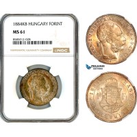 AL396, Hungary, Franz Joseph, 1 Forint 1884 KB, Kremnitz Mint, Silver, NGC MS61