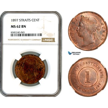 AL438, Straits Settlements, Victoria, 1 Cent 1897, London Mint, NGC MS62BN AL438, Straits Settlements, Victoria, 1 Cent 1897, London Mint, NGC MS62BN