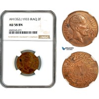 AL439, Iraq, Faisal I, 2 Fils AH1352//1933, London Mint, NGC AU58BN