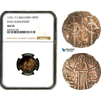 AL442, Bulgaria, Ivan Aleksander, Gros ND (1331-71) Silver, NGC AU55
