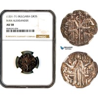 AL443, Bulgaria, Ivan Aleksander, Gros ND (1331-71) Silver, NGC AU58