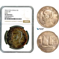 AL444, China, "Junk" Dollar Yr. 22 (1933), Silver, L&M-109, NGC AU Details