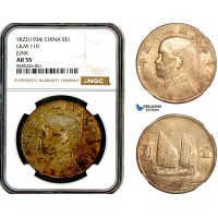 AL445, China, "Junk" Dollar Yr. 23 (1934), Silver, L&M-110, NGC AU55