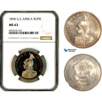 AL449, German East Africa (DOA), Wilhelm II, 1 Rupie 1890, Silver, NGC MS63