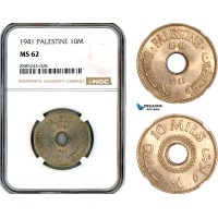 AL452, Palestine, 10 Mils 1941, London Mint, NGC MS62