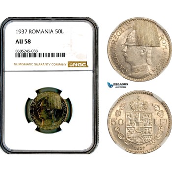 AL461, Romania, Carol II, 50 Lei 1937, Bucharest Mint, NGC AU58