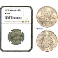 AL463, Romania, People's Republic, 1 Leu 1963, Bucharest Mint, NGC MS64