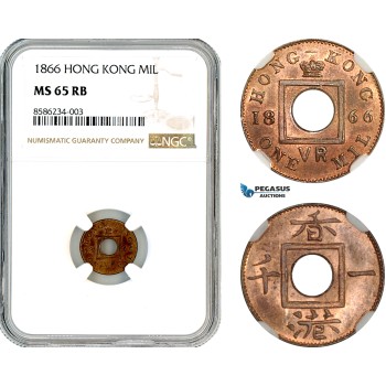 AL474, Hong Kong, Victoria, 1 Mil 1866, NGC MS65RB