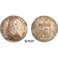 A12-066, Belgium, Maximilian of Bavaria, Patagon 1666, Liege Mint, Silver (27.83g), Dav-4294, broken die on Rev, Light toning, AU