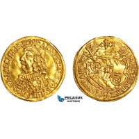A12-267, Germany, Mainz, Johann Philipp, Ducat 1658 MF, Gold (3.43g), Fr. 1656, Light crease, XF