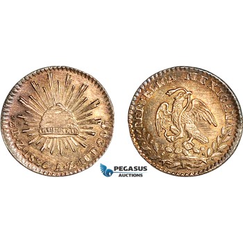 A12-456, Mexico, 1/2 Real 1826 Z AS, Zacatecas Mint, Silver, KM-370.11, Toned, few Mark, XF-UNC, Rare!