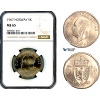 A12-542, Norway, Olav V, 5 Kroner 1967, KM-412, NGC MS65