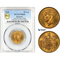 A12-640, Romania, Carol II, 10 Lei 1930 (Paris) Mint, Schäffer/Stambuliu 090c, PCGS PR65, Rare in this condition! A12-640, Romania, Carol II, 10 Lei 1930 (Paris) Mint, Schäffer/Stambuliu 090c, PCGS PR65, Rare in this condition!