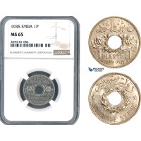 A12-866, Syria, French Protectorate, Piastre (Qirsh) 1935, Paris Mint, KM-71, NGC MS65