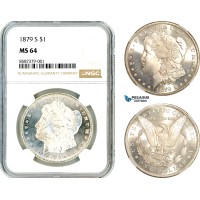 AL519, United States, Morgan Dollar 1879 S, San Francisco Mint, Silver, NGC MS64