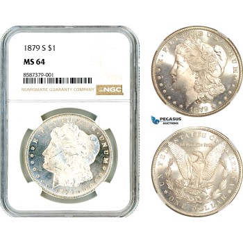 AL519, United States, Morgan Dollar 1879 S, San Francisco Mint, Silver, NGC MS64