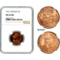 AL529, Estonia, 5 Senti 1931, NGC MS63RB