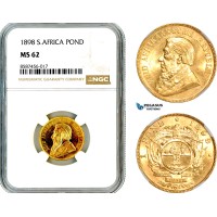 AL542, South Africa (ZAR), 1 Pond 1898, Pretoria Mint, Gold, NGC MS62