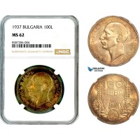 AL553, Bulgaria, Boris III, 100 Leva 1937, Silver, NGC MS62 AL553, Bulgaria, Boris III, 100 Leva 1937, Silver, NGC MS62