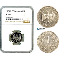 AL576, Germany, Third Reich, 1 Reichsmark 1939 A, Berlin Mint, NGC MS63