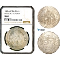 AL619, Austria, Salzburg, Paris von Lodron, Taler 1623, Dav-3497, Silver, NGC MS63