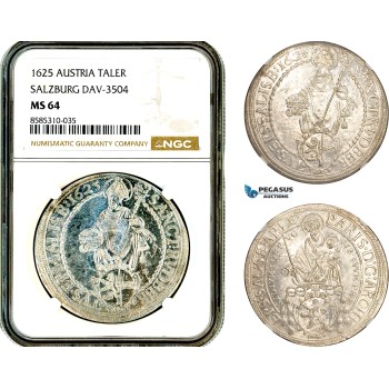 AL620, Austria, Salzburg, Paris von Lodron, Taler 1625, Dav-3504, Silver, NGC MS64