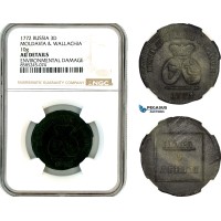 AL625, Russia, Moldavia & Wallachia, Para/3 Dengi 1772, Sadogura Mint, NGC AU Details