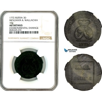 AL625, Russia, Moldavia & Wallachia, Para/3 Dengi 1772, Sadogura Mint, NGC AU Details AL625, Russia, Moldavia & Wallachia, Para/3 Dengi 1772, Sadogura Mint, NGC AU Details