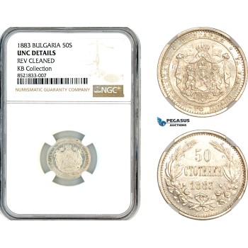 AL626, Bulgaria, Alexander I, 50 Stotinki 1883, St. Petersburg, Silver, KB Collection, NGC UNC Details