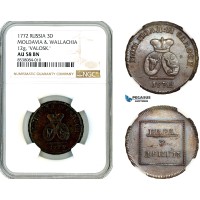 AL629, Russia, Moldavia & Wallachia, Para/3 Dengi 1772, Sadogura Mint, NGC AU58BN
