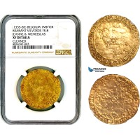 AL640, Belgium, Brabant, Jeanne & Wenceslas, Mouton d'Or ND (1355-83), Vilvorde Mint, Gold, FR-8, NGC XF Details