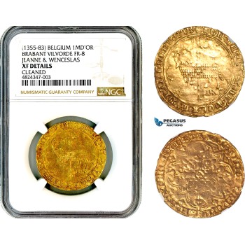 AL640, Belgium, Brabant, Jeanne & Wenceslas, Mouton d'Or ND (1355-83), Vilvorde Mint, Gold, FR-8, NGC XF Details