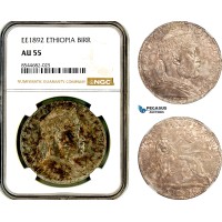 AL648, Ethiopia, Menelik II, 1 Birr EE1892 (1900), Paris Mint, Silver, NGC AU55
