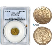 AL651, Germany, Nurnberg, 1 Kreuzer 1678, Silver, PCGS MS65