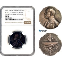 AL693, Sweden, Silver Medal 1952, Nobel Committee, Physiology, Medicine, NGC AU58