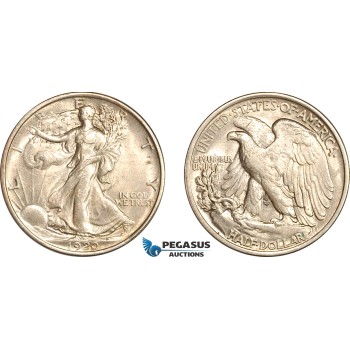 AL735, United States, Walking Liberty Half Dollar (50C) 1920, Philadelphia Mint, Silver, Lustrous! AU