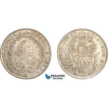AL737, Austria, Joseph II, 20 Kreuzer 1771 E HG, Karlsburg (Transylvania) Mint, Silver, XF-AU AL737, Austria, Joseph II, 20 Kreuzer 1771 E HG, Karlsburg (Transylvania) Mint, Silver, XF-AU