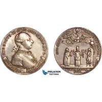 AL738, Austria, Joseph II, Silver Medal 1782 (Ø44mm, 25.47g) by J. Reich, Edict of Tolerance to the Jewish Population, Mont. 2153, Tooled fields, AU, Rare!