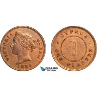 AL741, Cyprus, Victoria, 1 Piastre 1886, London Mint, Cleaned, AU
