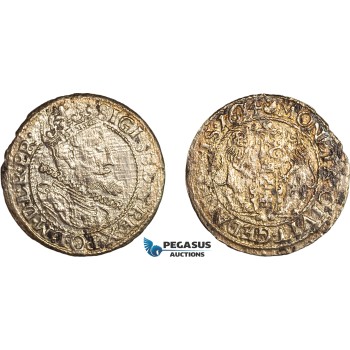 AL754, Poland, Danzig, Sigismund III, Ort (1/4 Taler) 1614, Danzig Mint, Silver, Fire damage? VF-XF