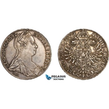 AL755, Austria, Maria Theresia, Taler 1780 SF, Gunzburg Mint, Silver (28.07g) Cleaned, XF