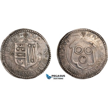 AL760, France, Chalone-sur-Saune, dame Abigail Mathieu, Medalic ½ Ecu (Taler) 1619, Silver (13.9g), Apparently only 4 struck, Lovely old cabinet toning! Exceedingly Rare!