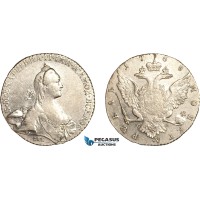 AL771, Russia, Catherine II, Rouble 1768 СПБ СА, St. Petersburg Mint, Silver (23.65g) Cleaned, XF-AU