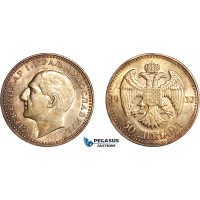 AL779, Yugoslavia, Alexander I, 50 Dinara 1932, London Mint, Silver, Toned, AU