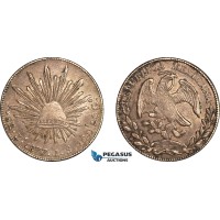 AL785, Mexico, 8 Reales 1877 Zs JS, Zacatecas Mint, Silver, Toned, AU